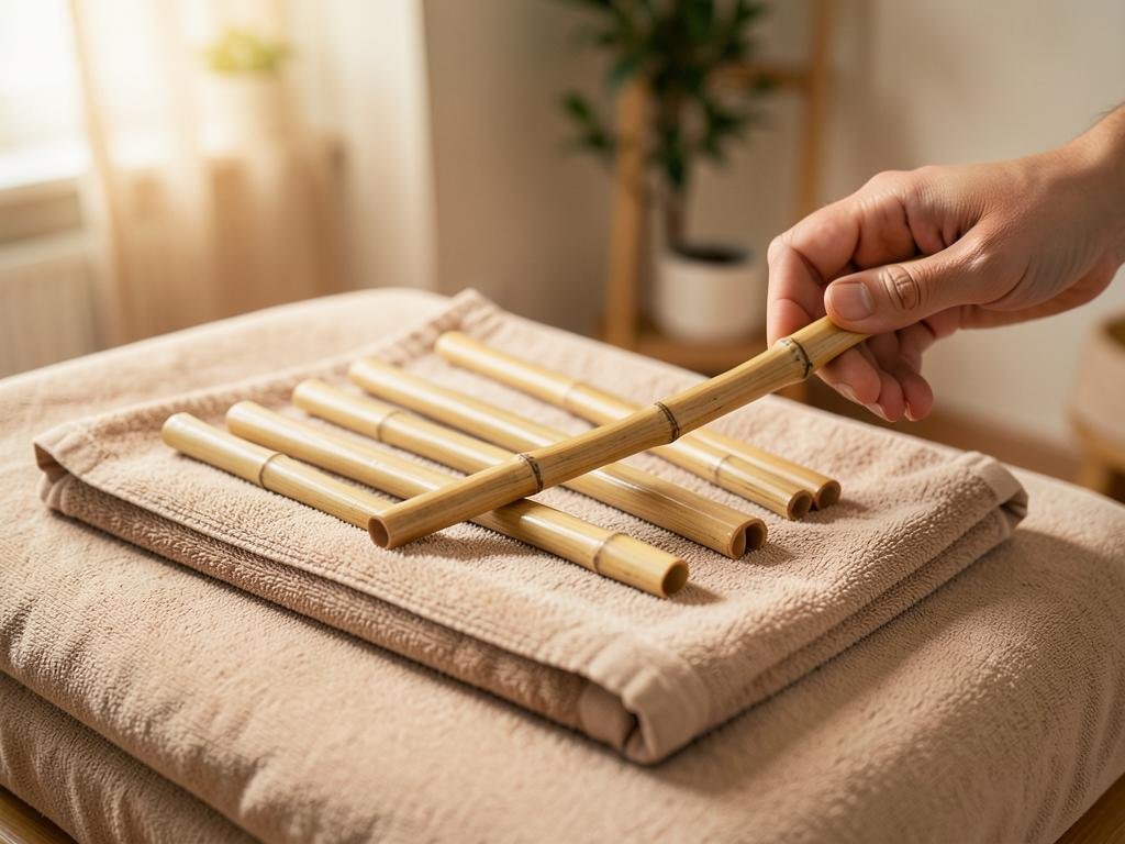 Bambus de diferentes tamanhos utilizados na bambuterapia da Soul Musa